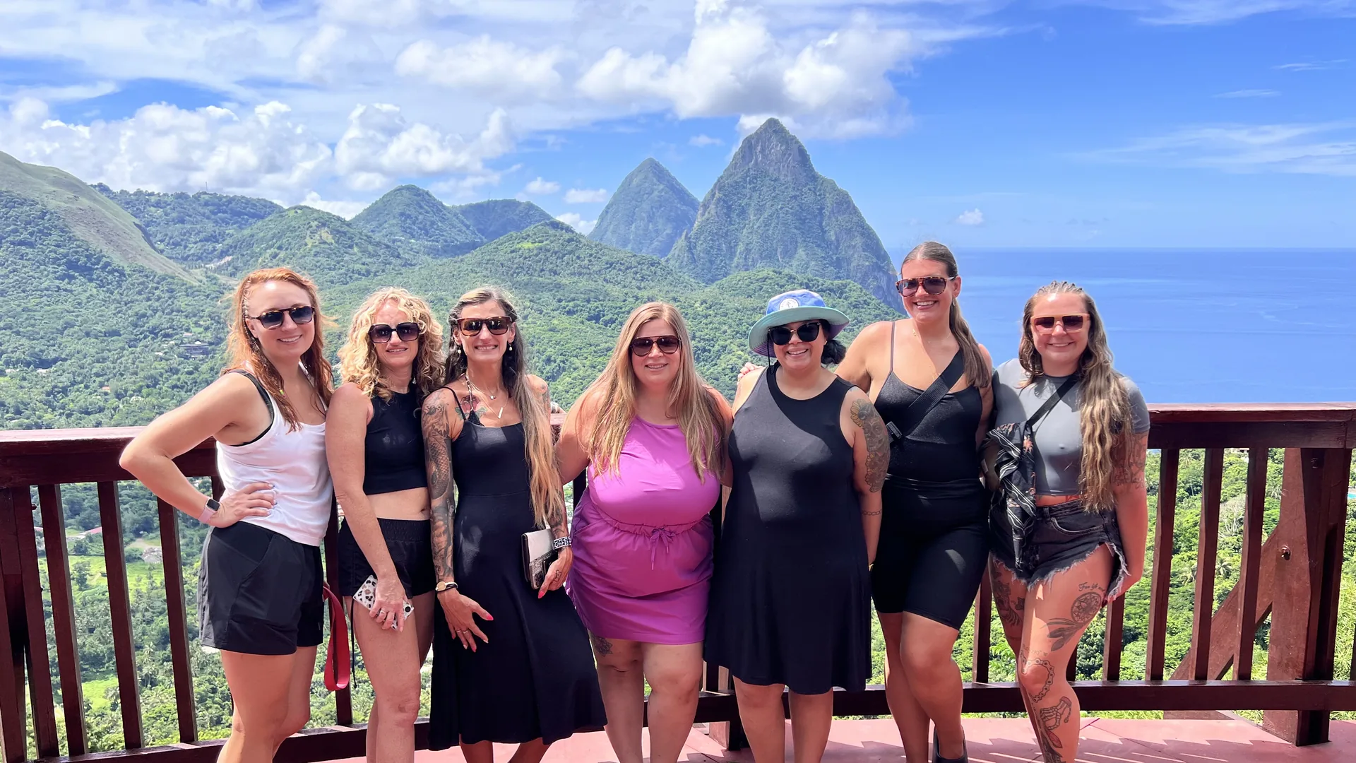 Group at the Pitons, Saint Lucia